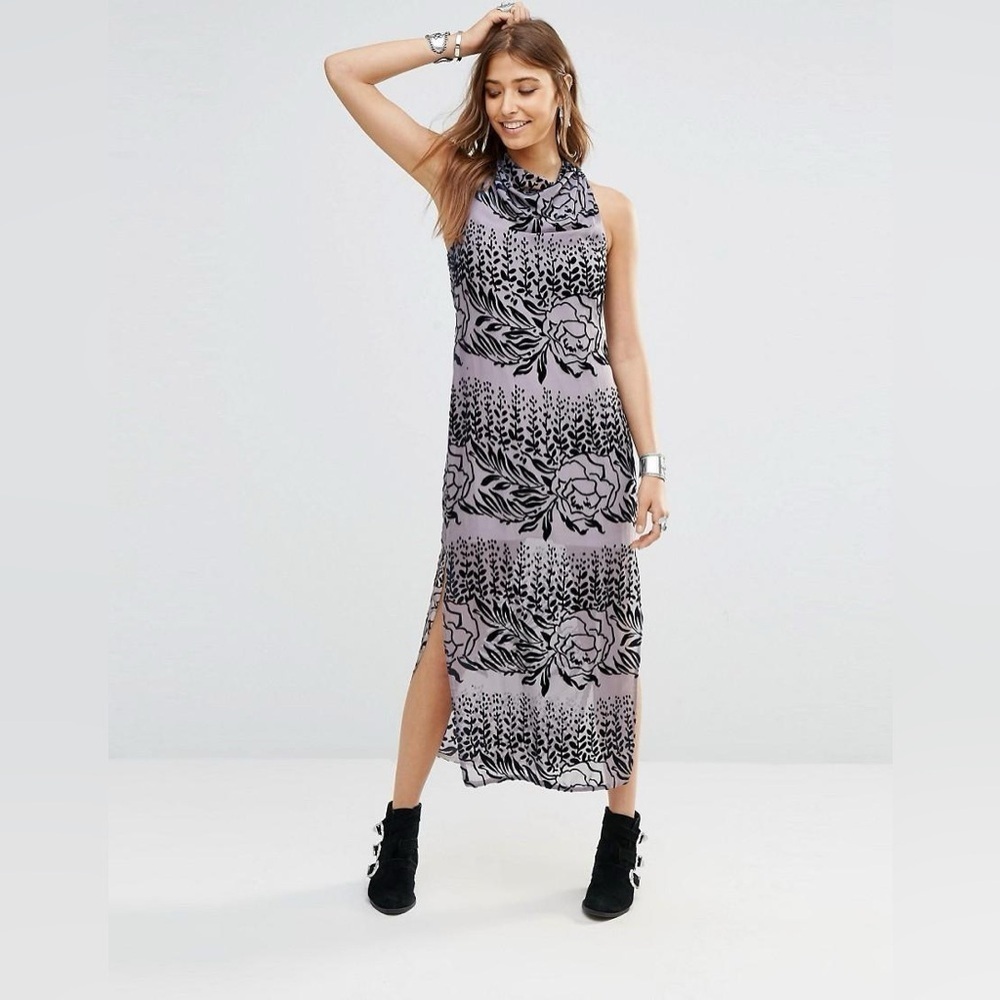 Free People Silk Sound of Madness Floral Patterned Sleeveless Maxi Dress